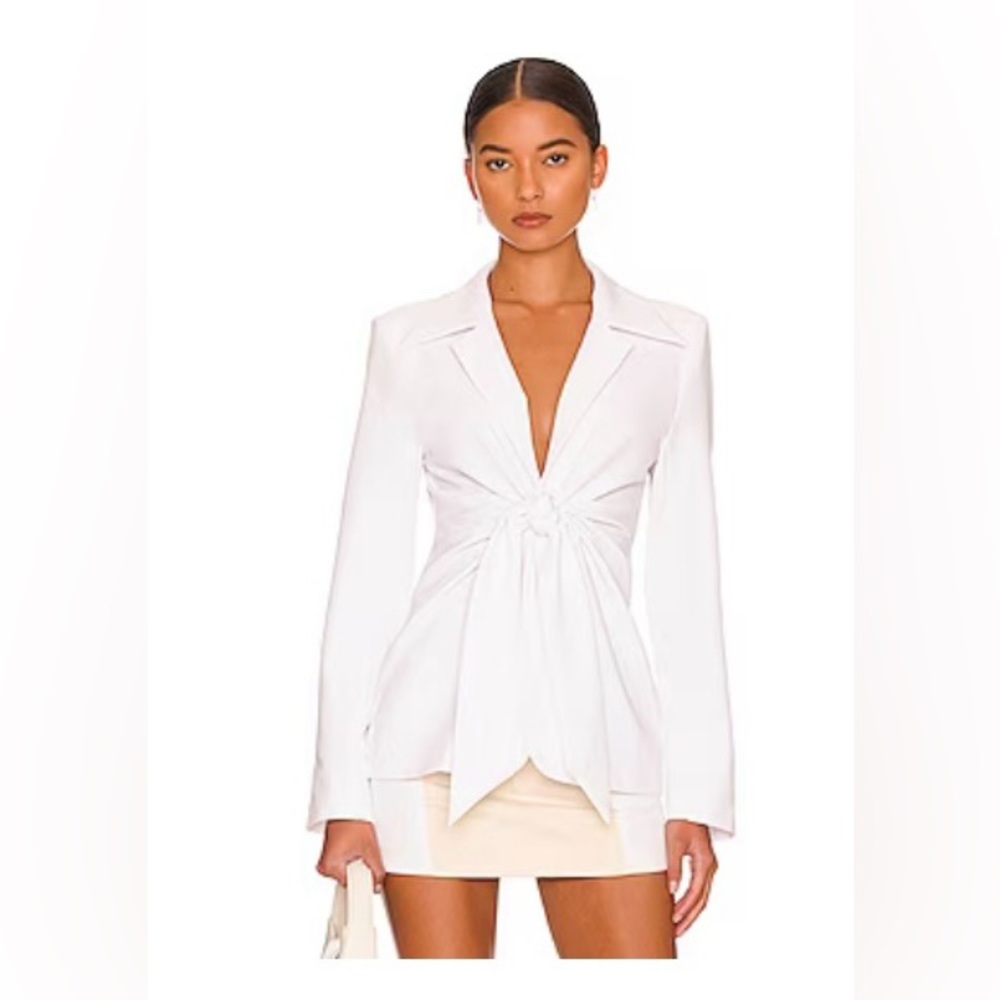 L'Academie White Twist-Front Blazer